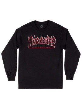 TSHIRTS Thrasher LS Flame black red